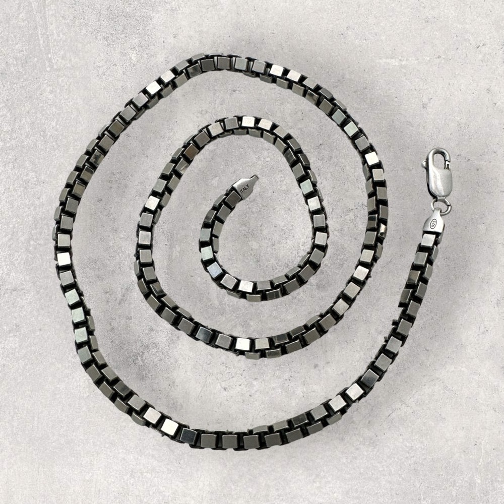 925 ITALY Sterling Silver 5mm Box Chain Men's Necklace - Picture 5 of 6